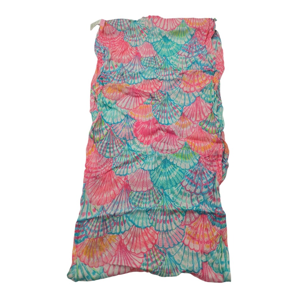 Lilly Pulitzer Infinity Scarf‎ Lightweight Shell Print Pink Aqua Blue 100% Rayon - Picture 3 of 3